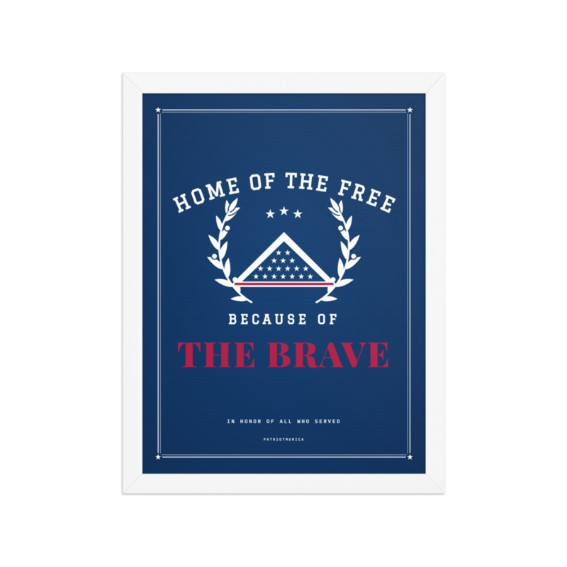 Home of the Brave Framed Print in White