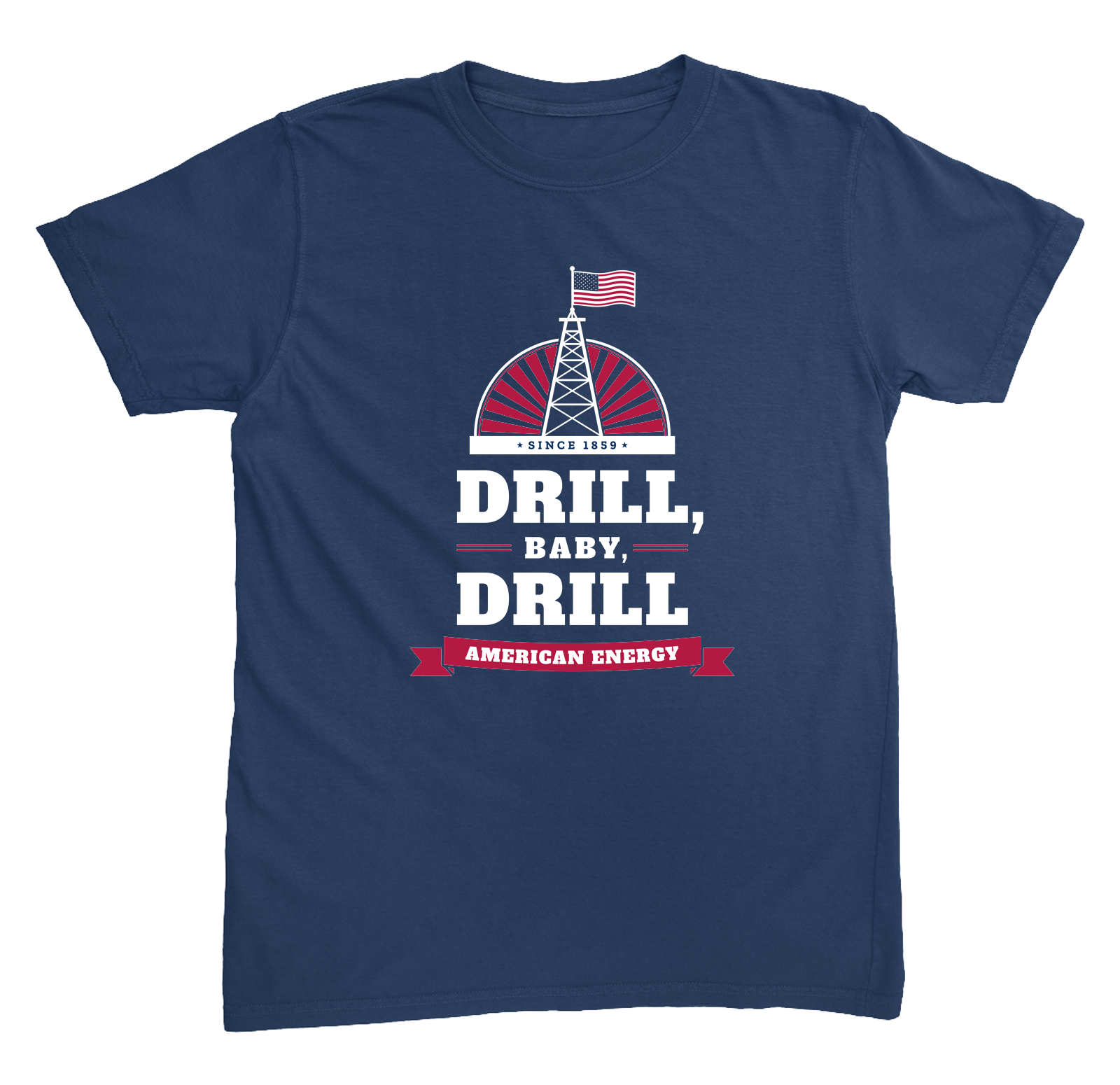 Drill, Baby, Drill U.S.-Sewn Tee in Navy