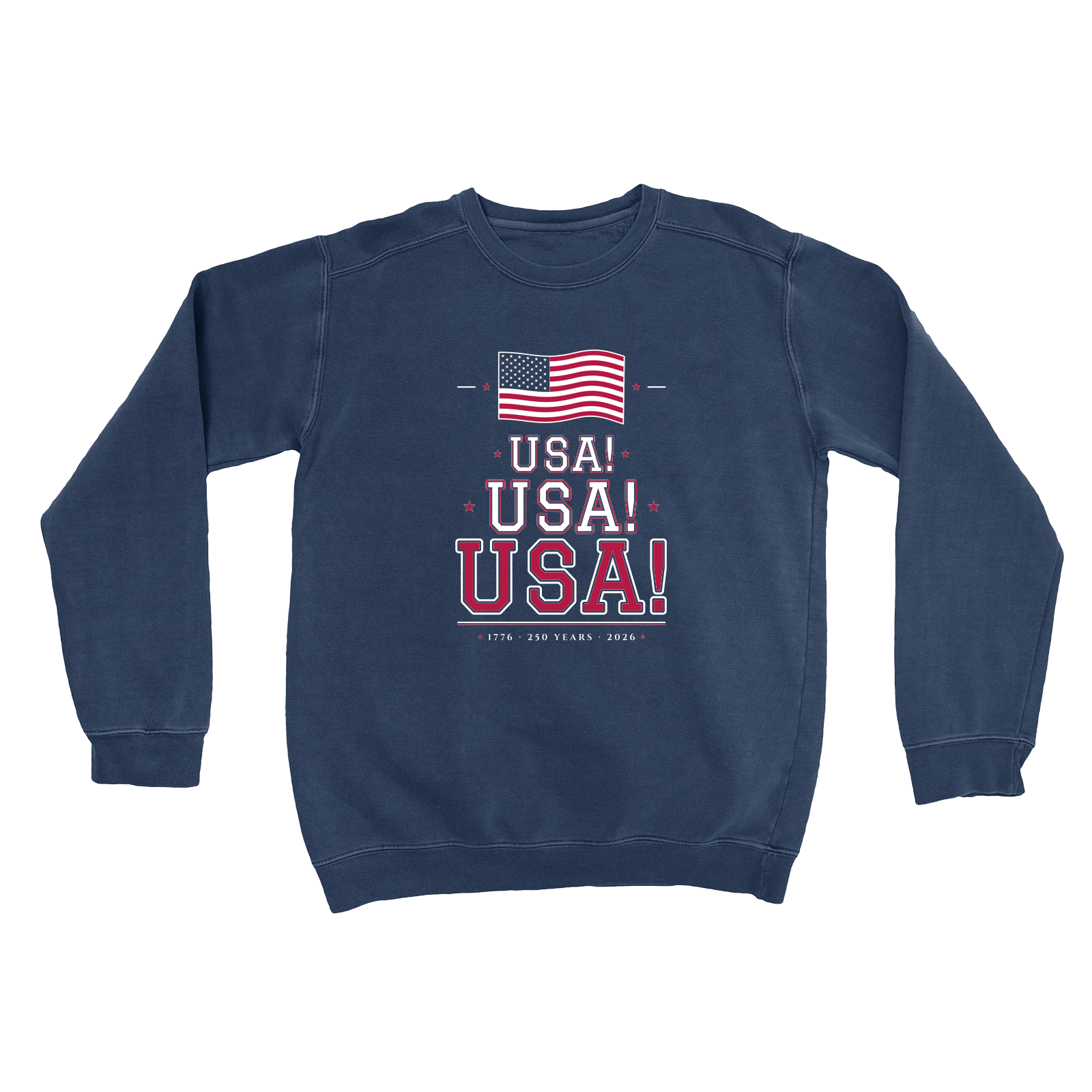 USA! USA! USA! Garment-Dyed Crewneck in True Navy