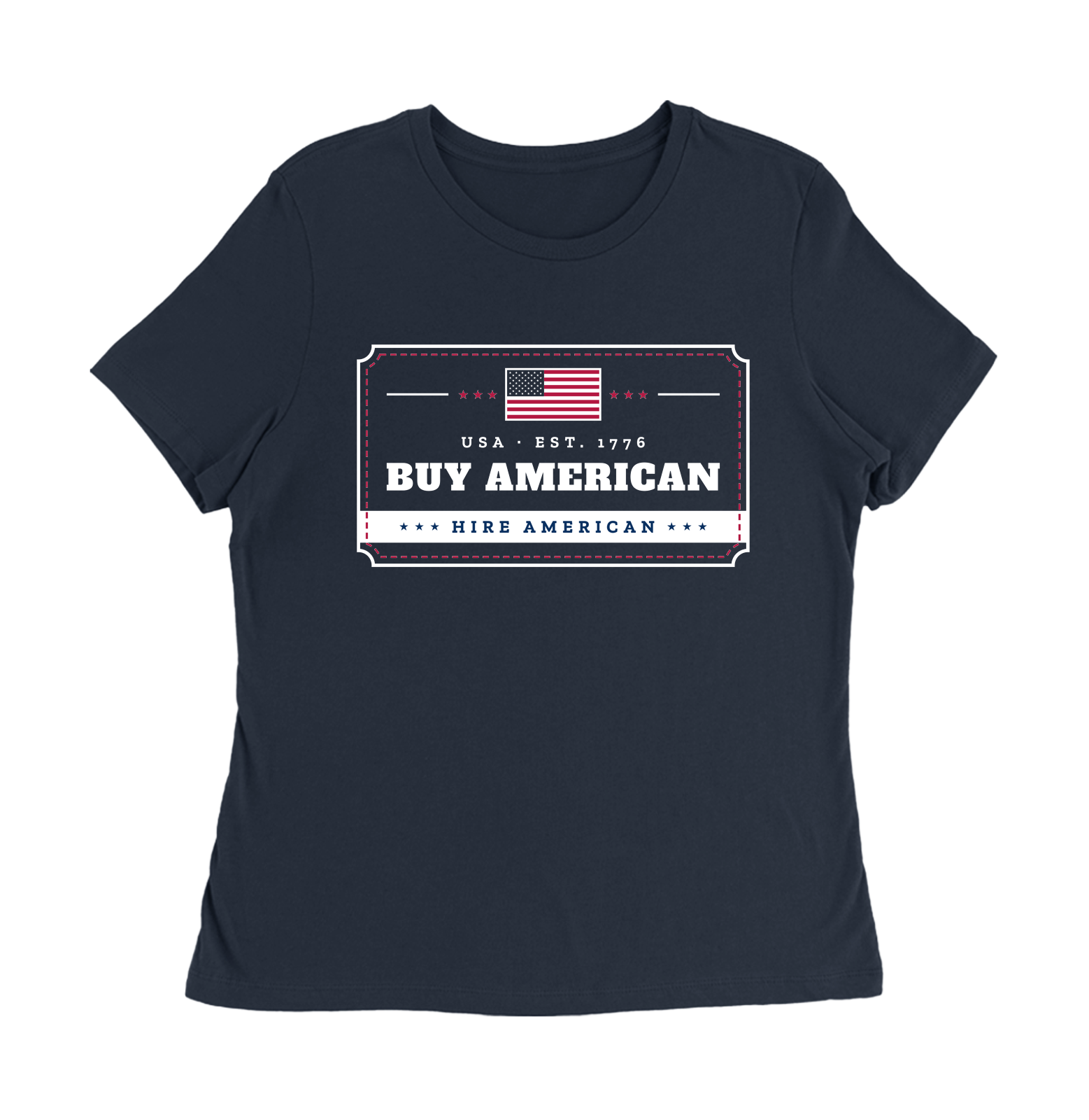 Buy American, Hire American Women's Relaxed Tee in Navy