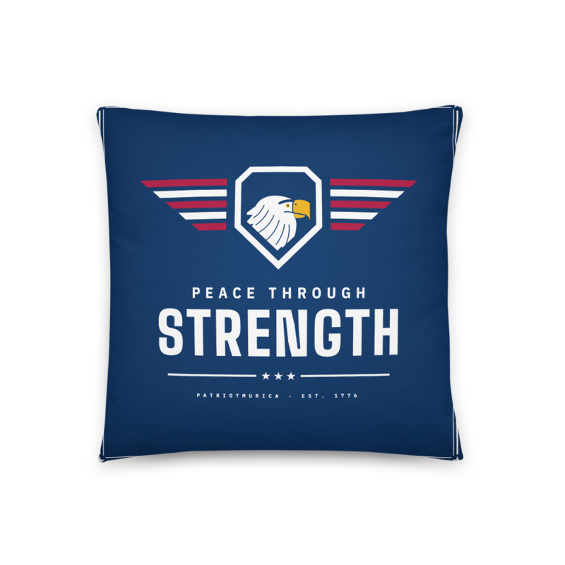 Peace Through Strength Throw Pillow