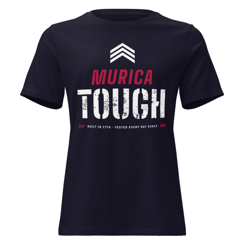 Murica Tough Women’s Relaxed Tee in Navy