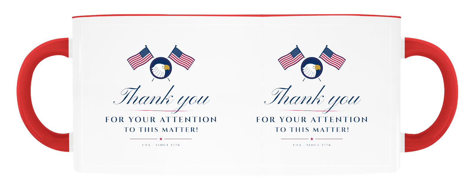 Thank You for Your Attention Accent Mug in Red Accents