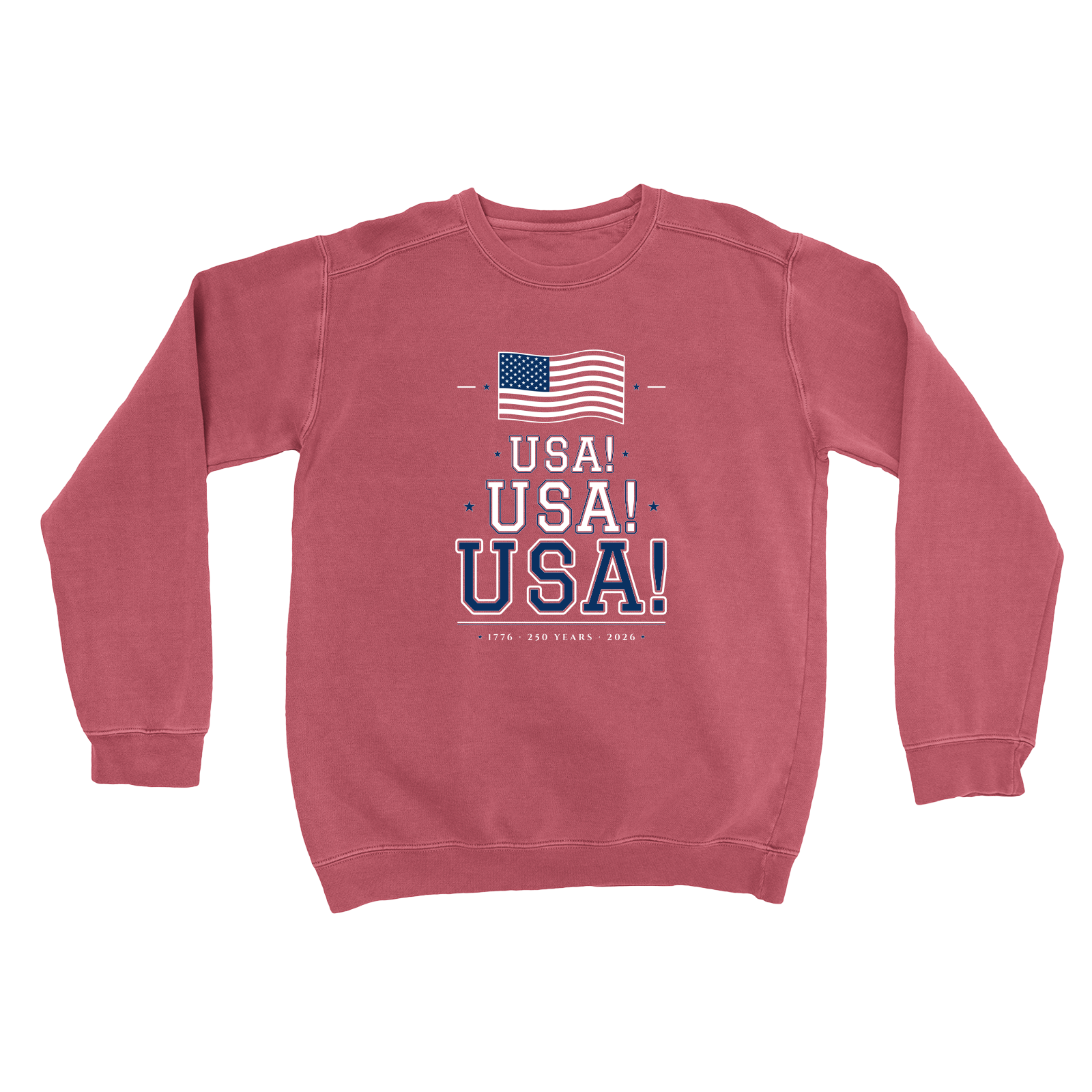 USA! USA! USA! Garment-Dyed Crewneck in Crimson