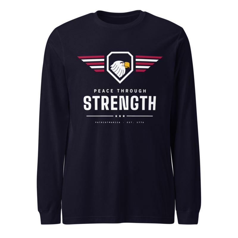Peace Through Strength Long Sleeve Tee in Navy