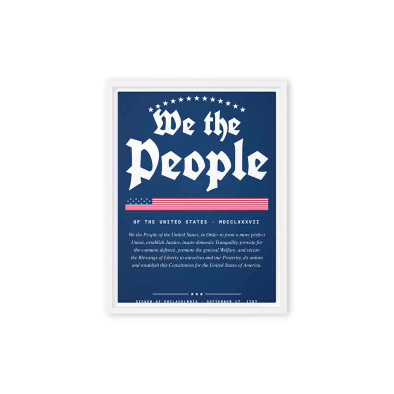 We the People Framed Canvas in White
