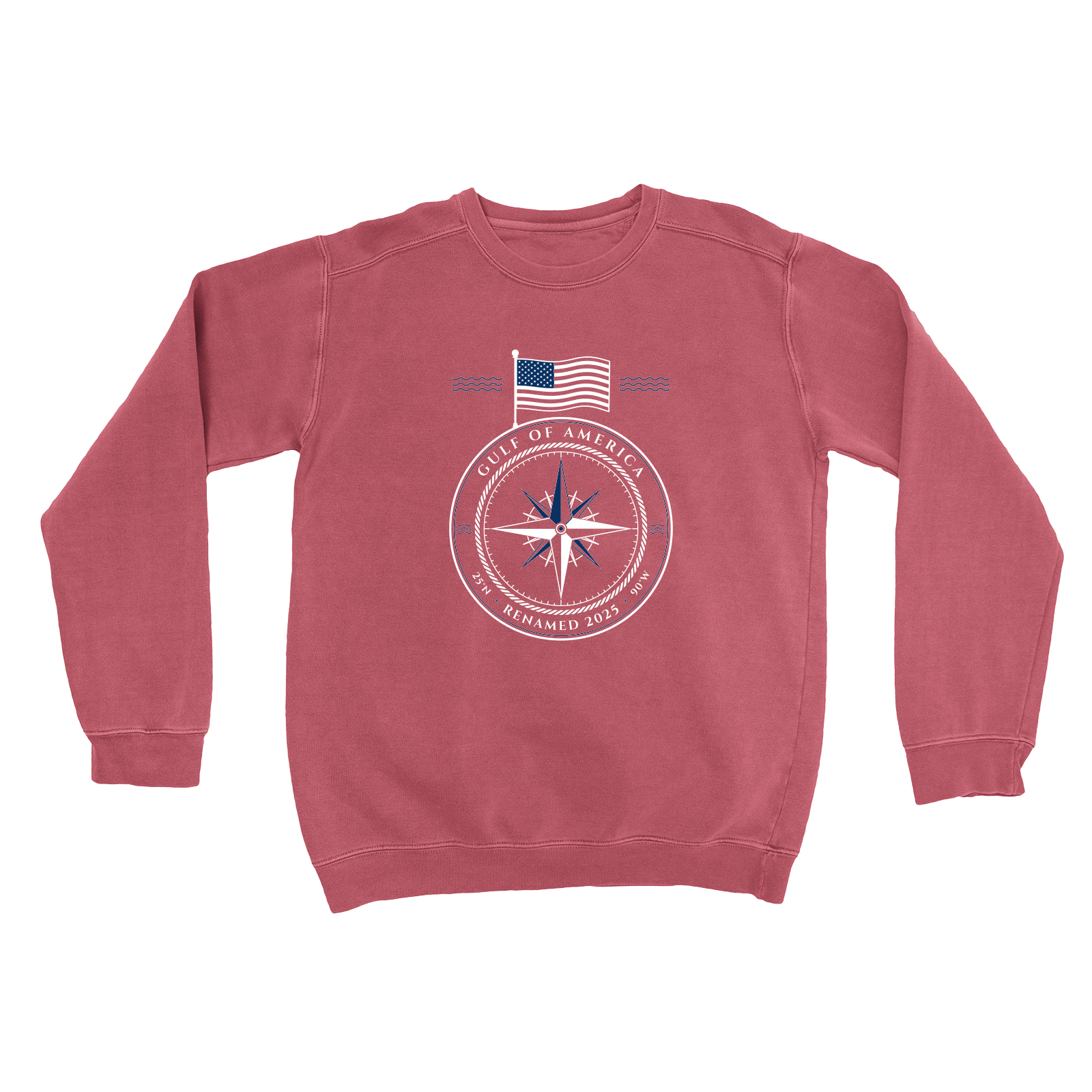 Gulf of America Garment-Dyed Crewneck in Crimson