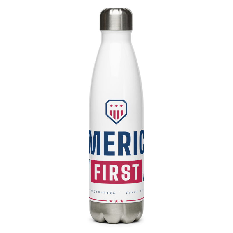 America First Water Bottle in White