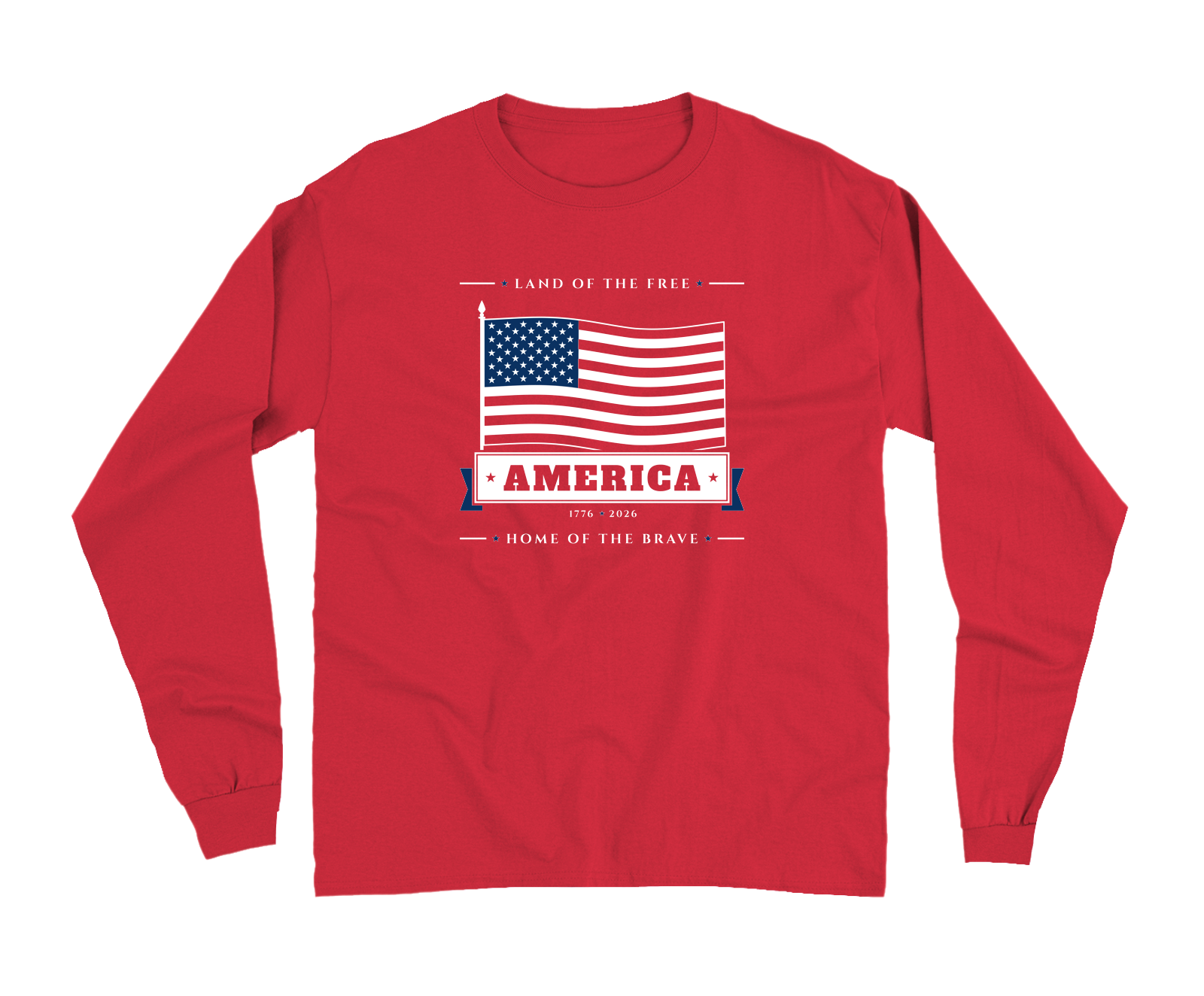 America Garment-Dyed Long Sleeve in Red