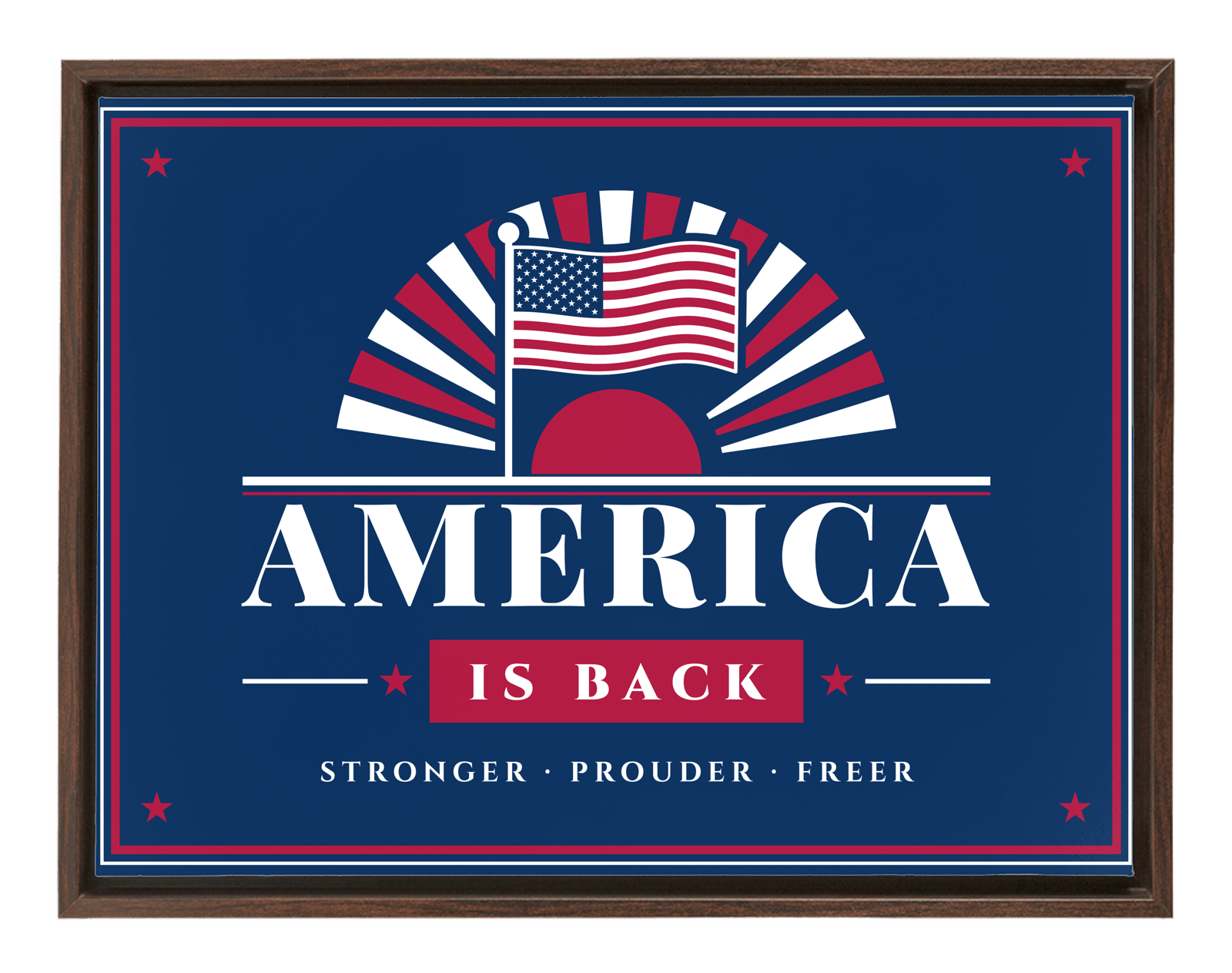 America Is Back Framed Canvas in Walnut Frame