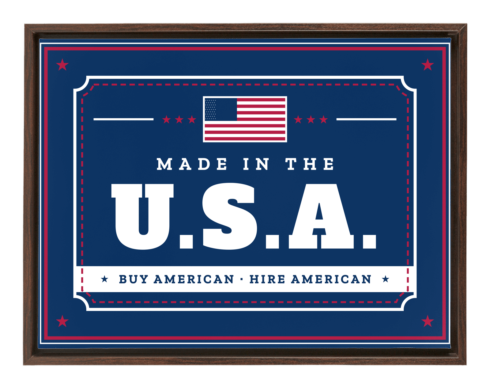 Buy American, Hire American Framed Canvas in Walnut Frame