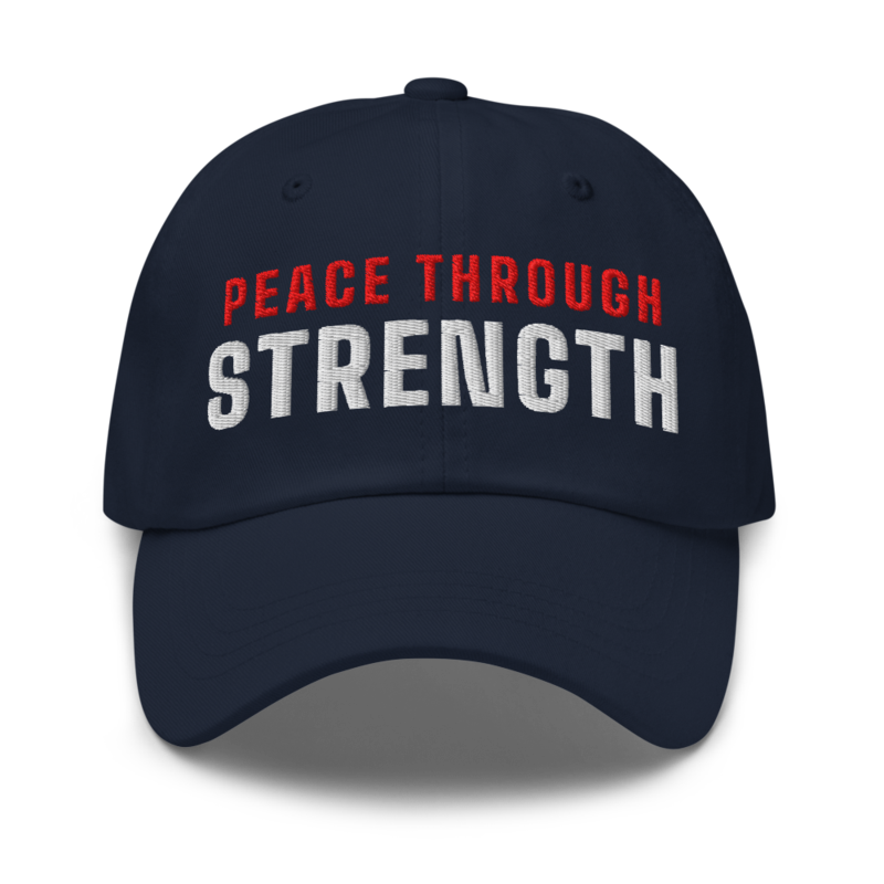 Peace Through Strength Dad Hat in Navy