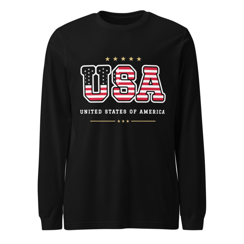 USA Long Sleeve Tee in Black