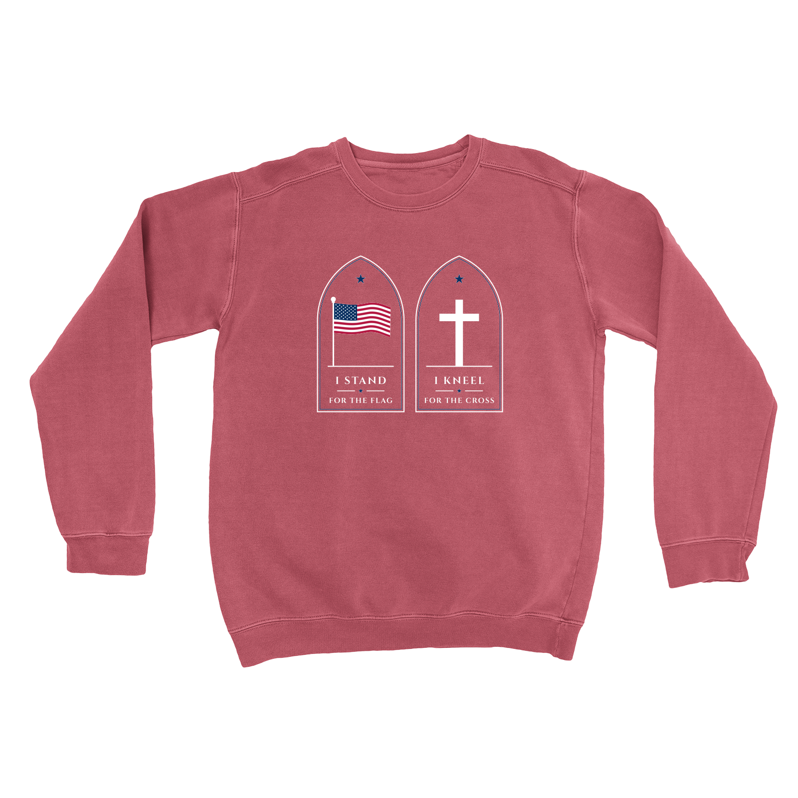 Stand for the Flag Garment-Dyed Crewneck in Crimson