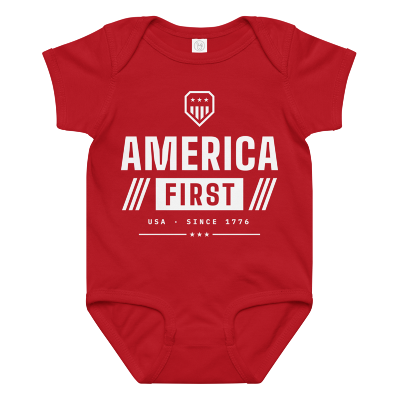 America First Baby Bodysuit in Red