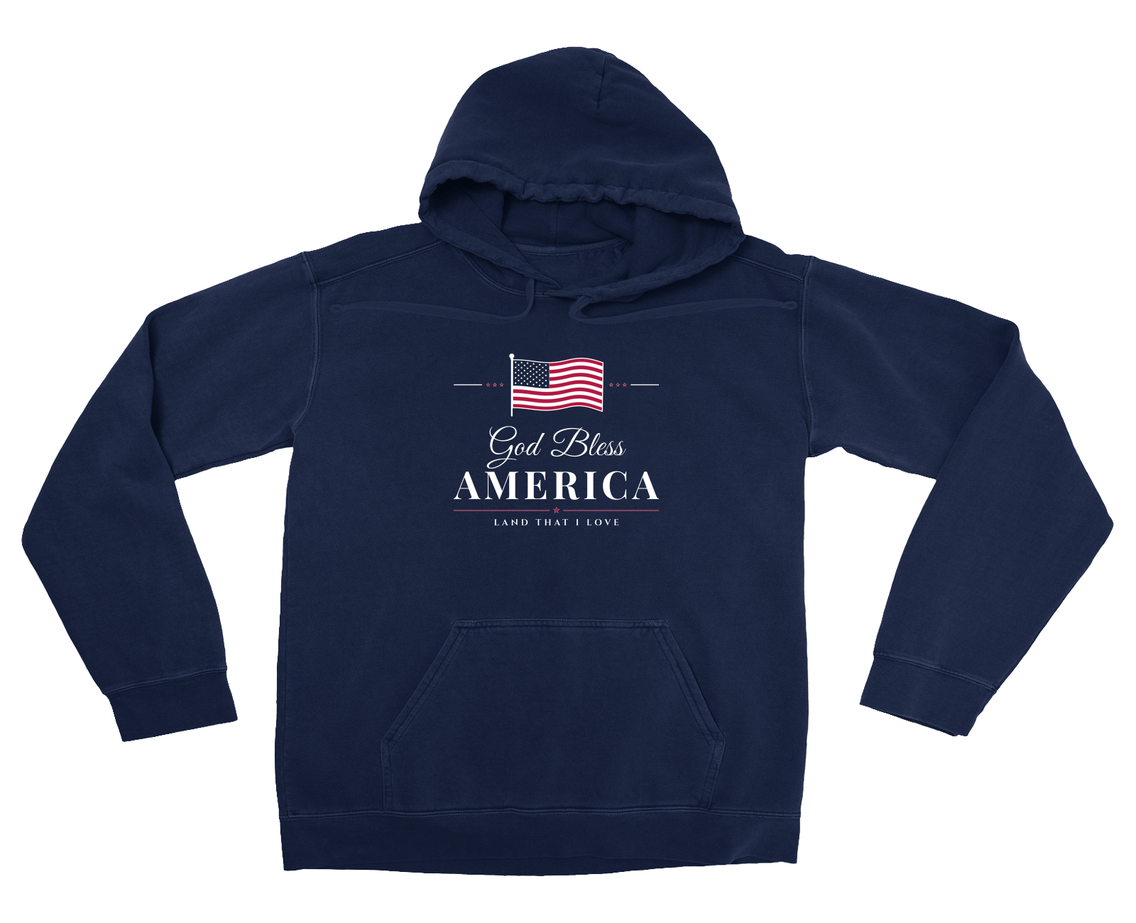 God Bless America Garment-Dyed Hoodie in True Navy