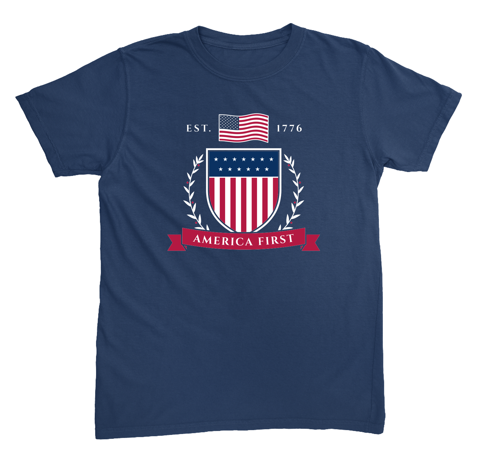America First Crest U.S.-Sewn Tee in Navy