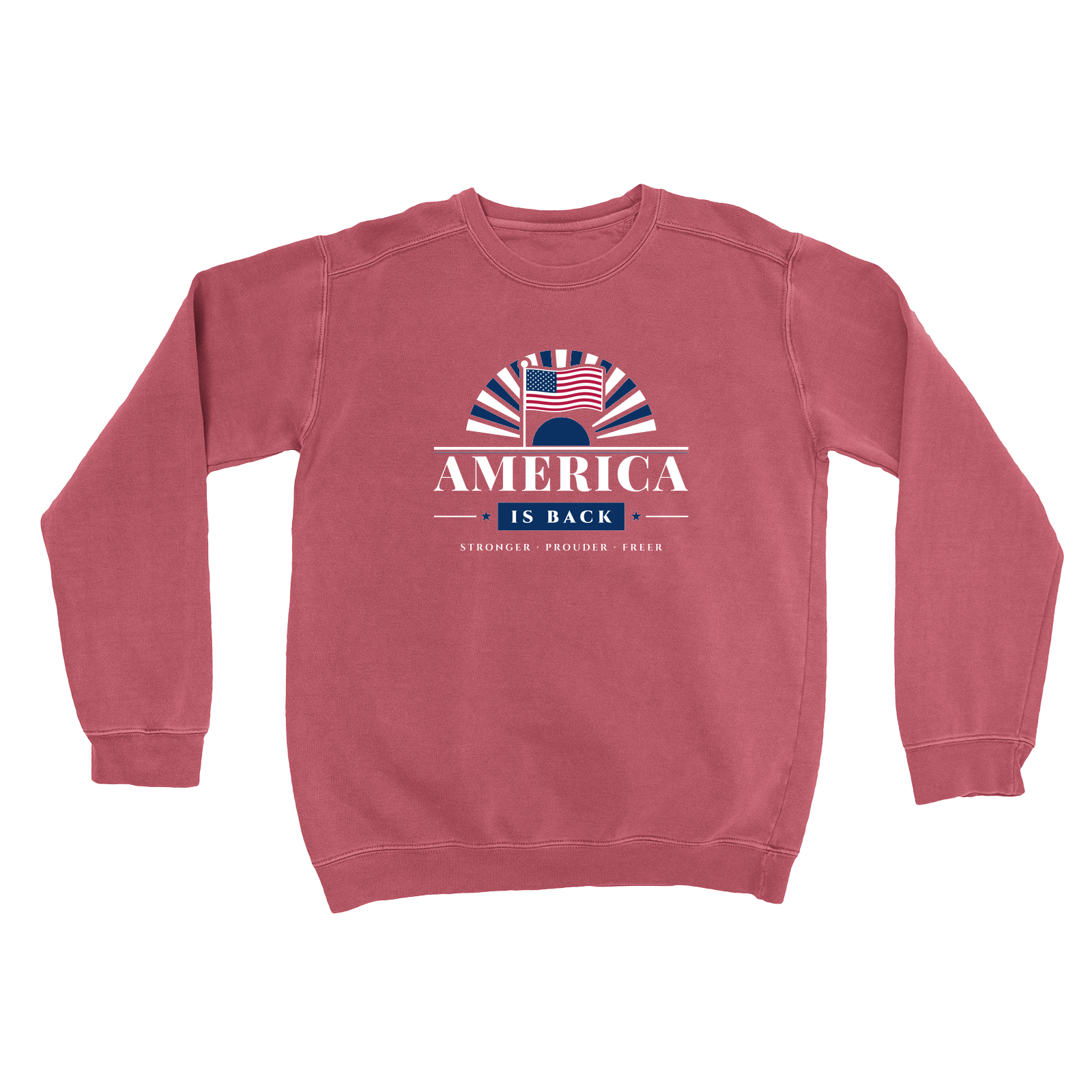 America Is Back Garment-Dyed Crewneck in Crimson
