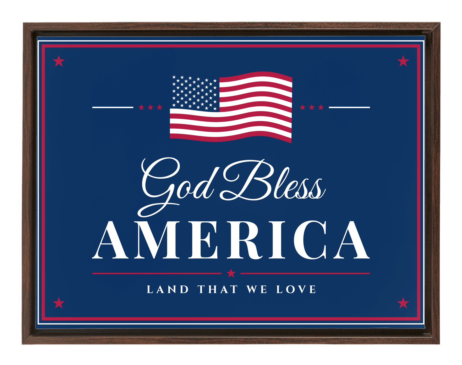 God Bless America Framed Canvas in Walnut Frame