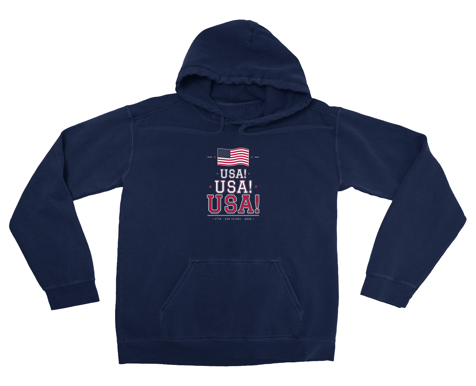 USA! USA! USA! Garment-Dyed Hoodie in True Navy