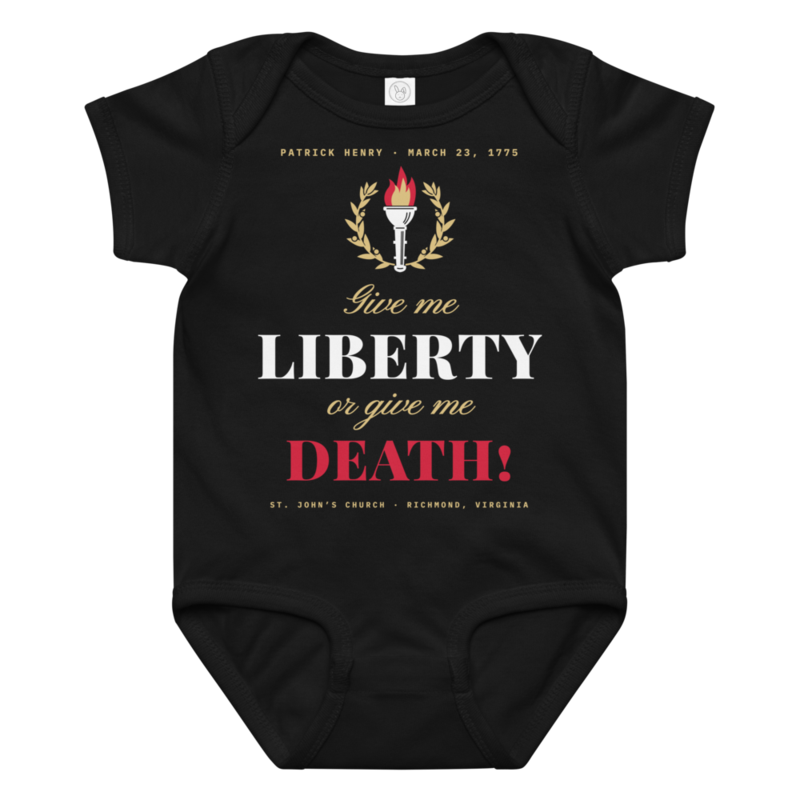Liberty or Death Baby Bodysuit in Black