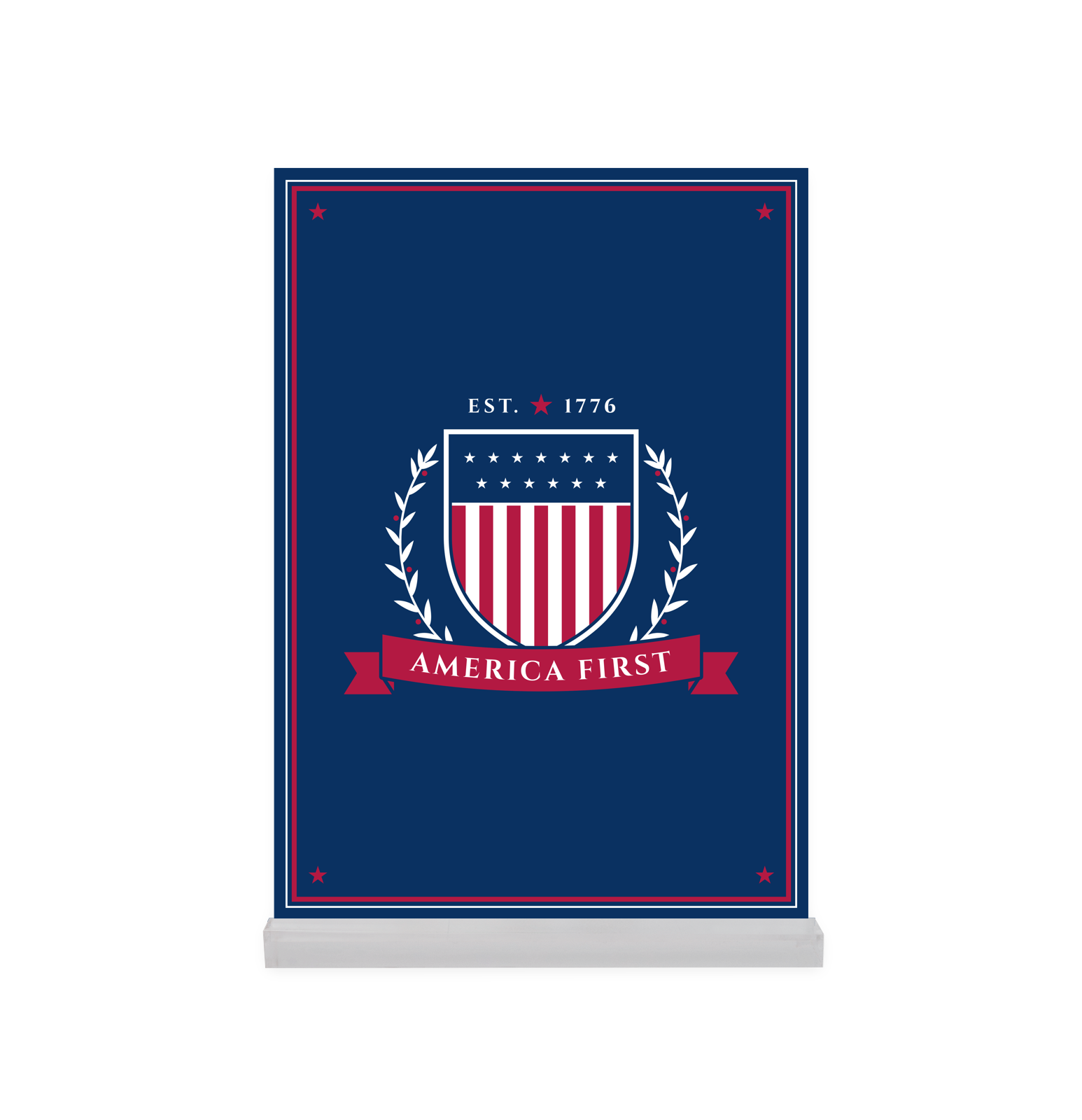 America First Crest Acrylic Desk Block