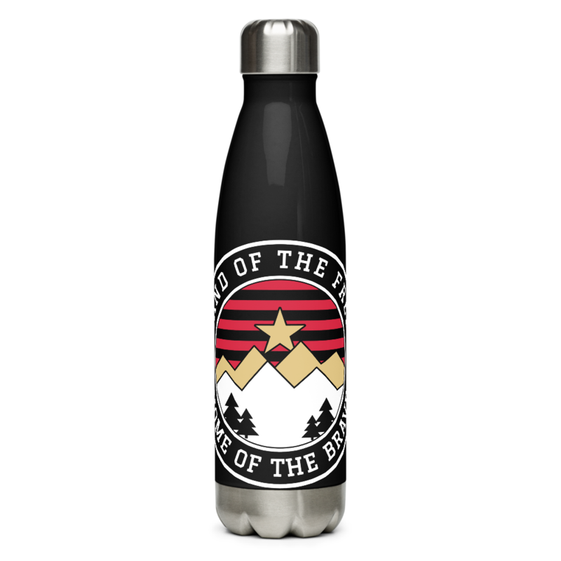 Land of the Free Water Bottle in Black