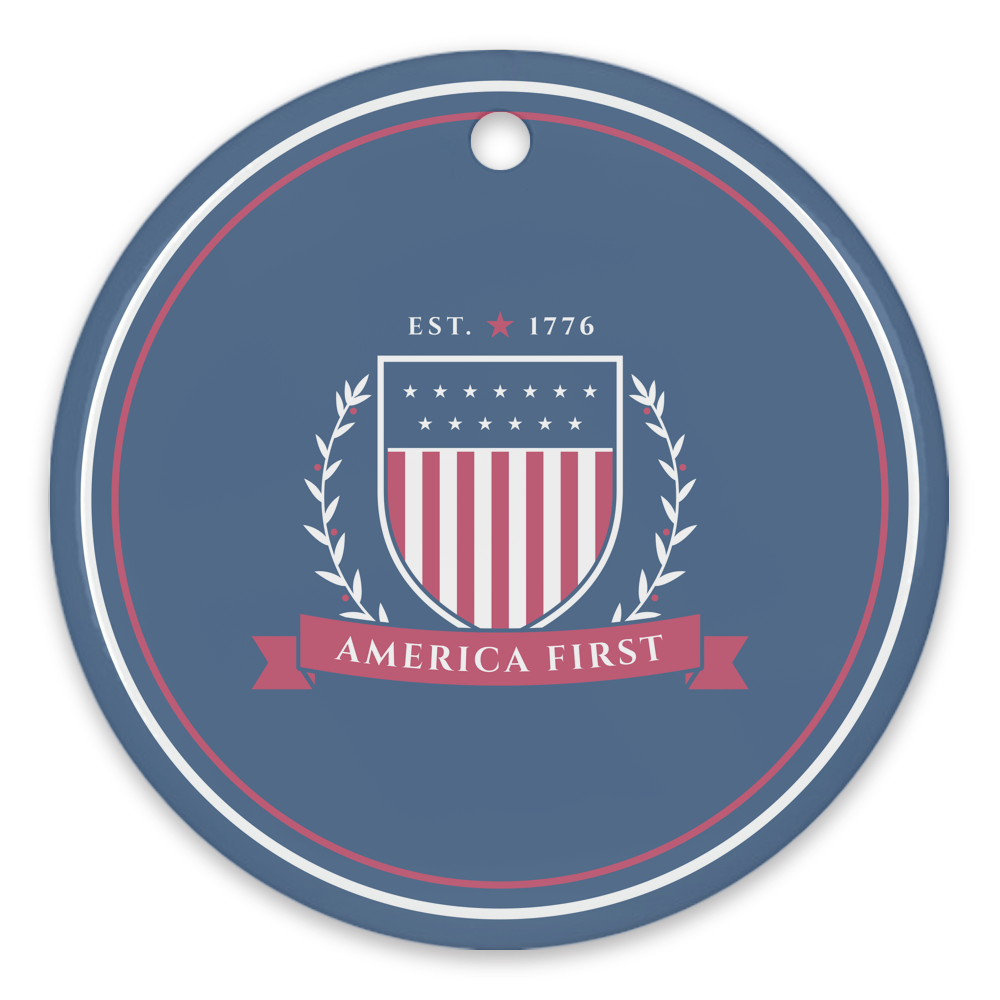 America First Crest Porcelain Ornament