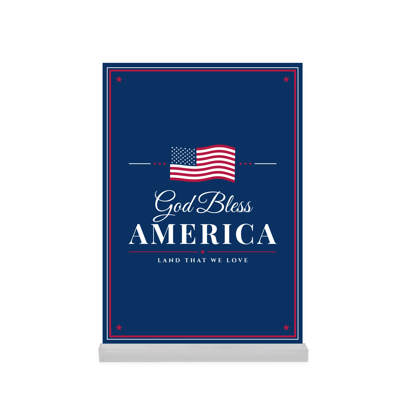 God Bless America Acrylic Desk Block