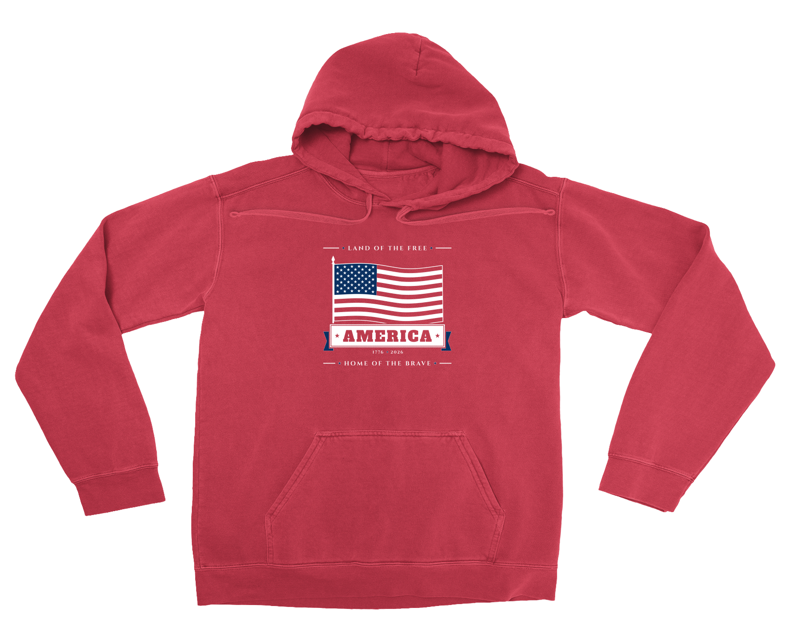 America Garment-Dyed Hoodie in Crimson