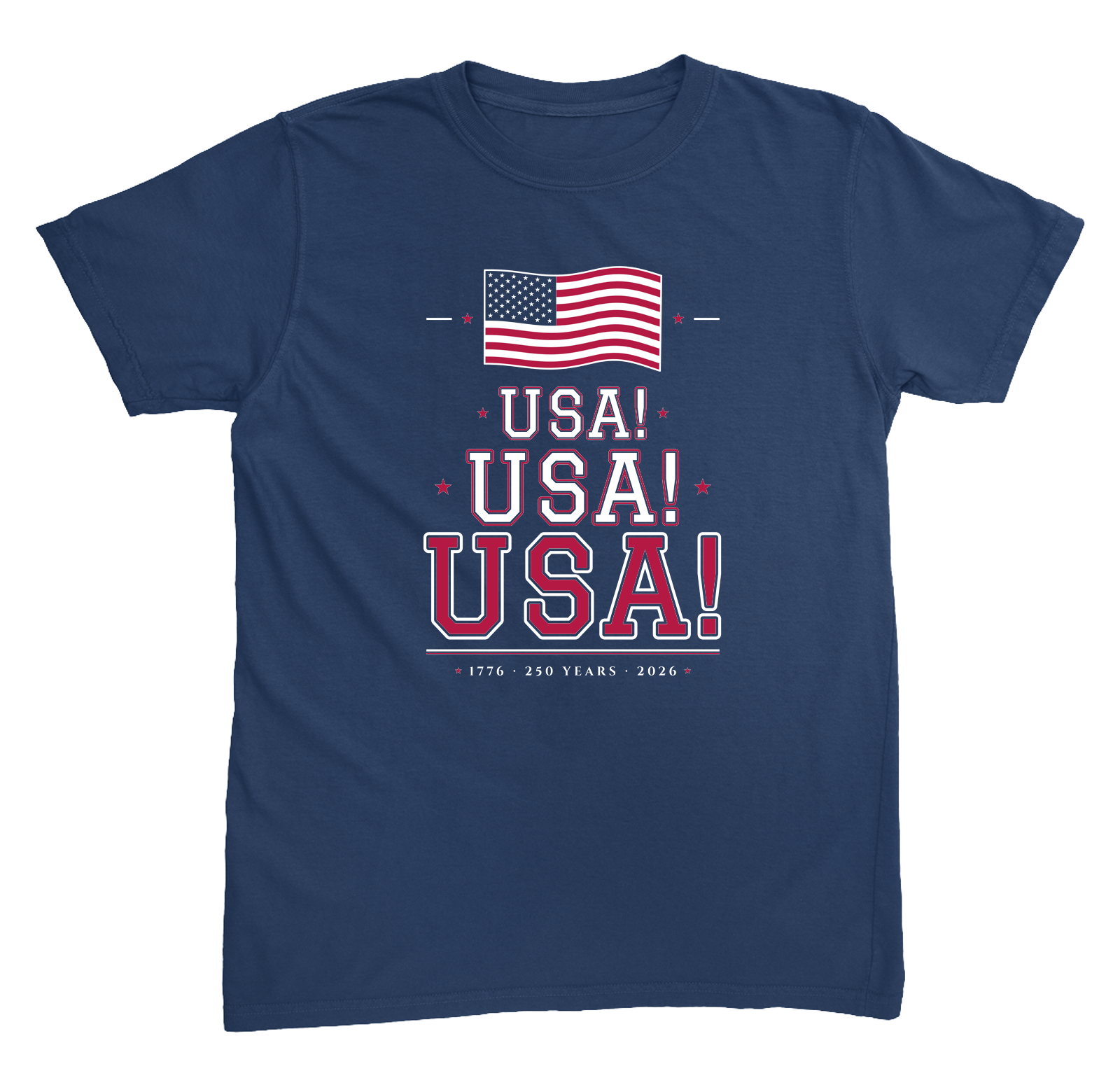 USA! USA! USA! U.S.-Sewn Tee in Navy