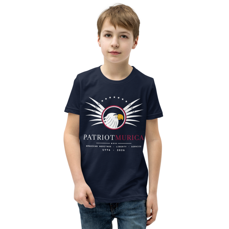 PatriotMurica Crest Youth Tee in Navy