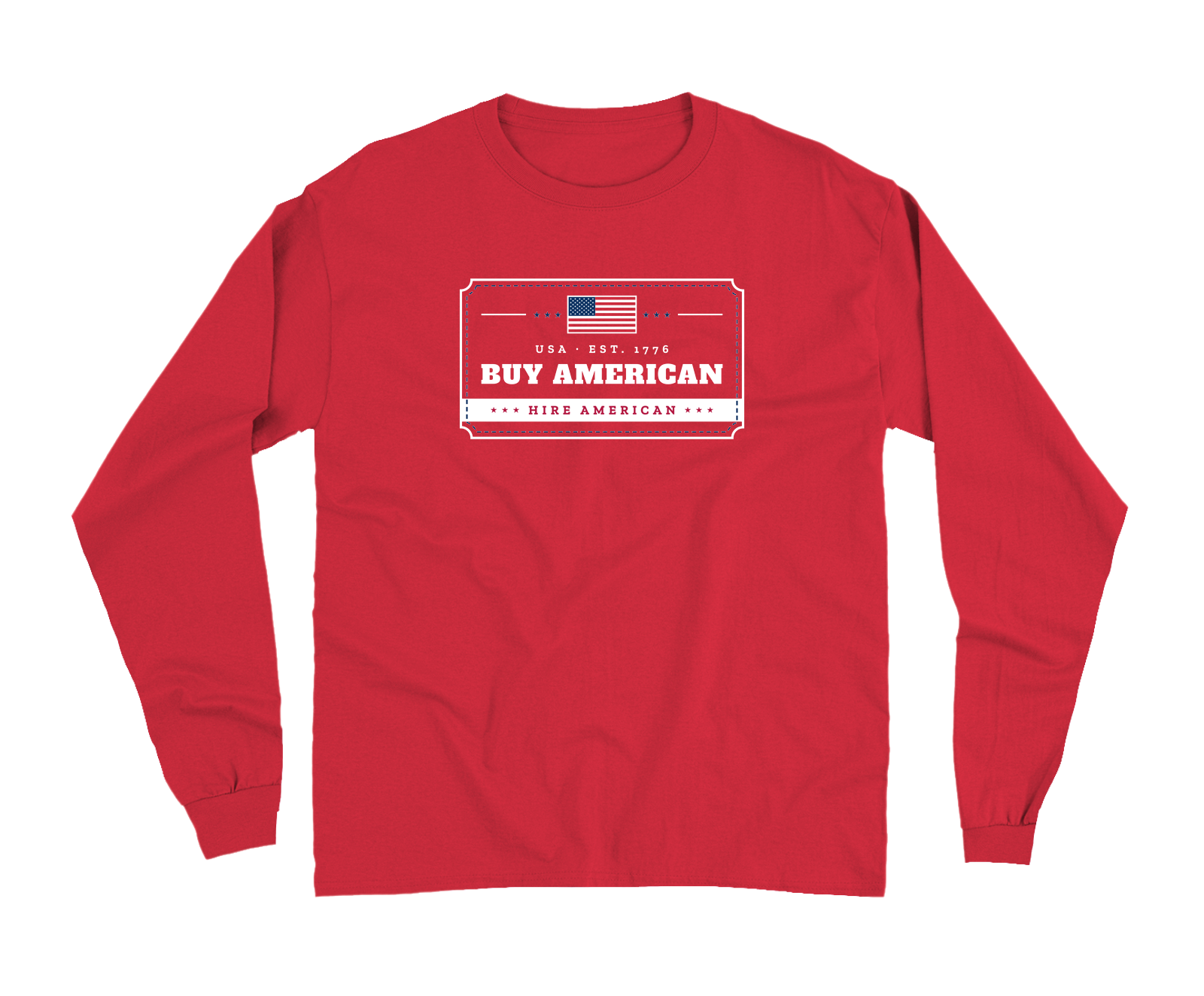 Buy American, Hire American Garment-Dyed Long Sleeve in Red