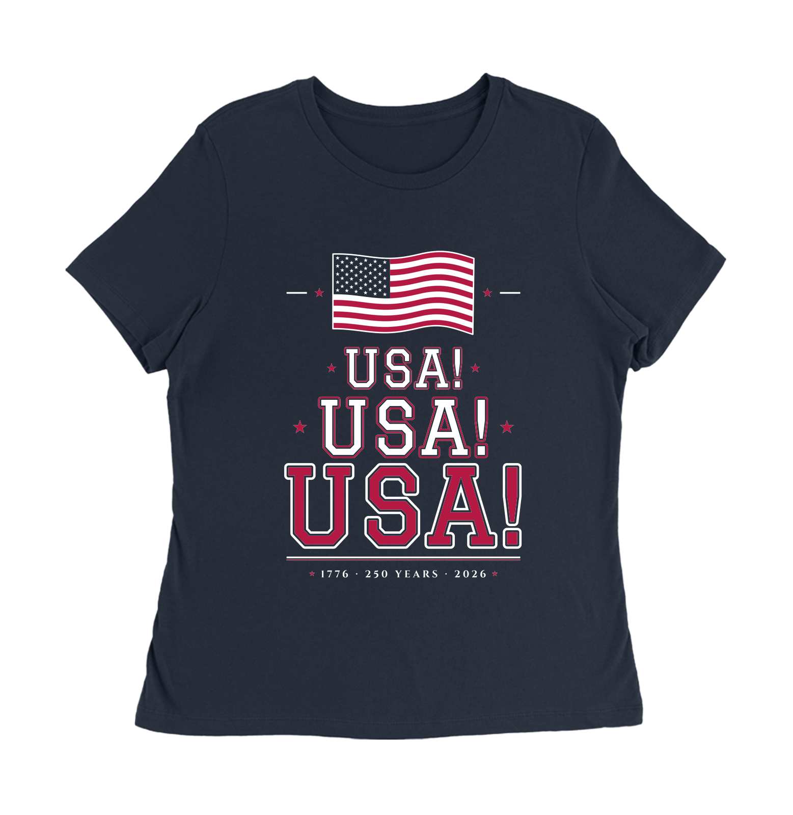 USA! USA! USA! Women's Relaxed Tee in Navy