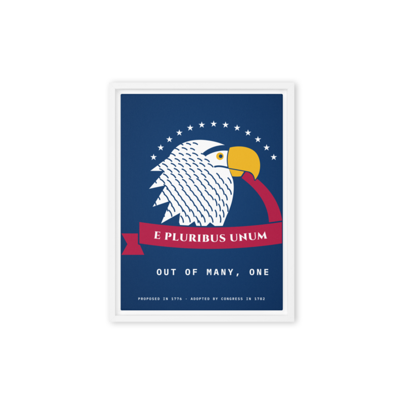 E Pluribus Unum Framed Canvas in White