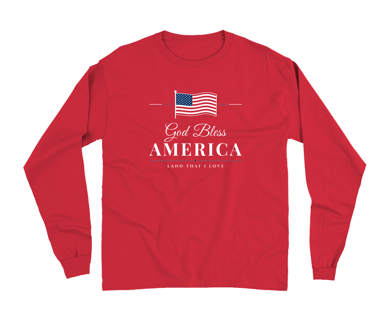 God Bless America Garment-Dyed Long Sleeve in Red