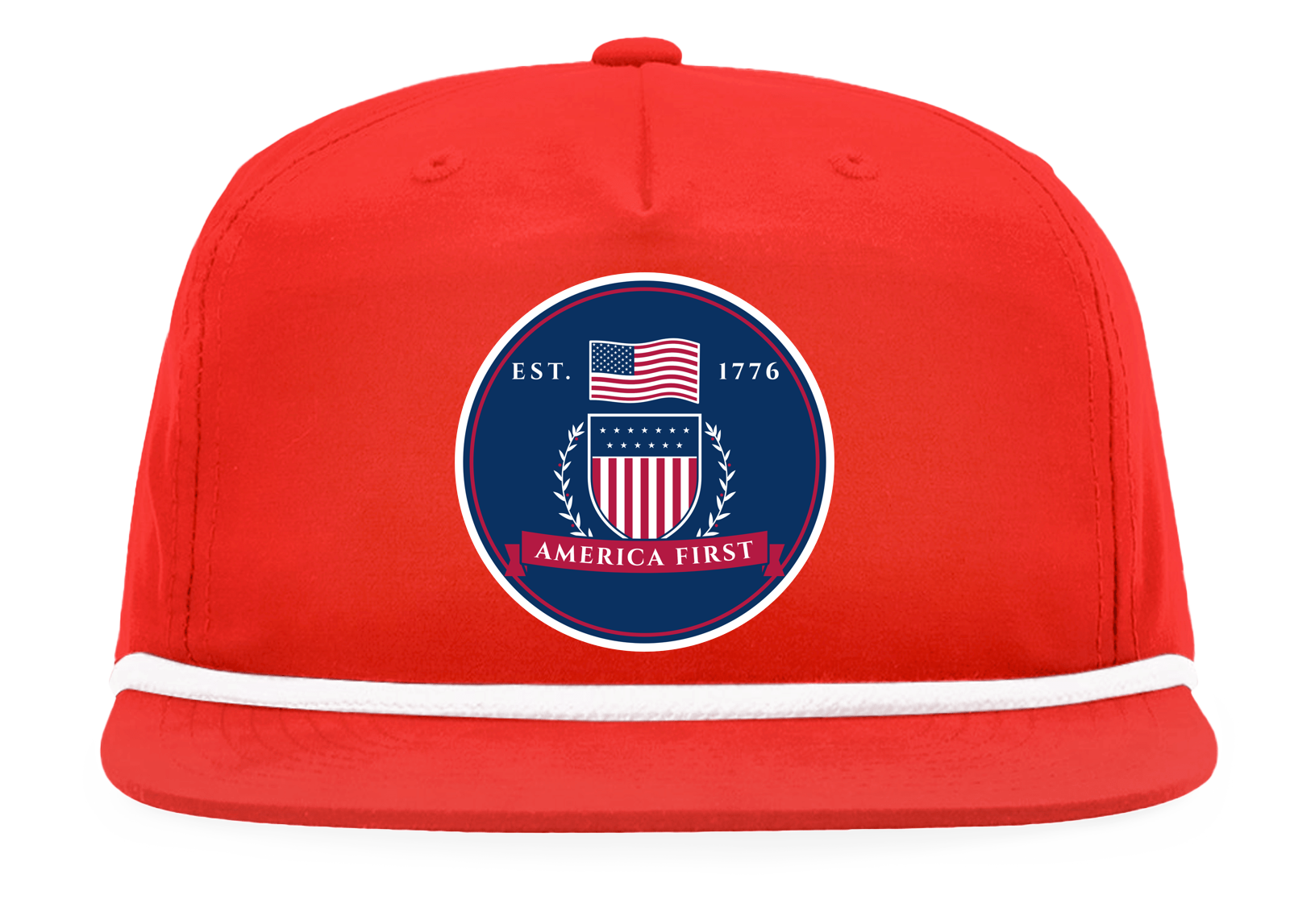 America First Crest Rope Snapback Cap in Red / White Rope