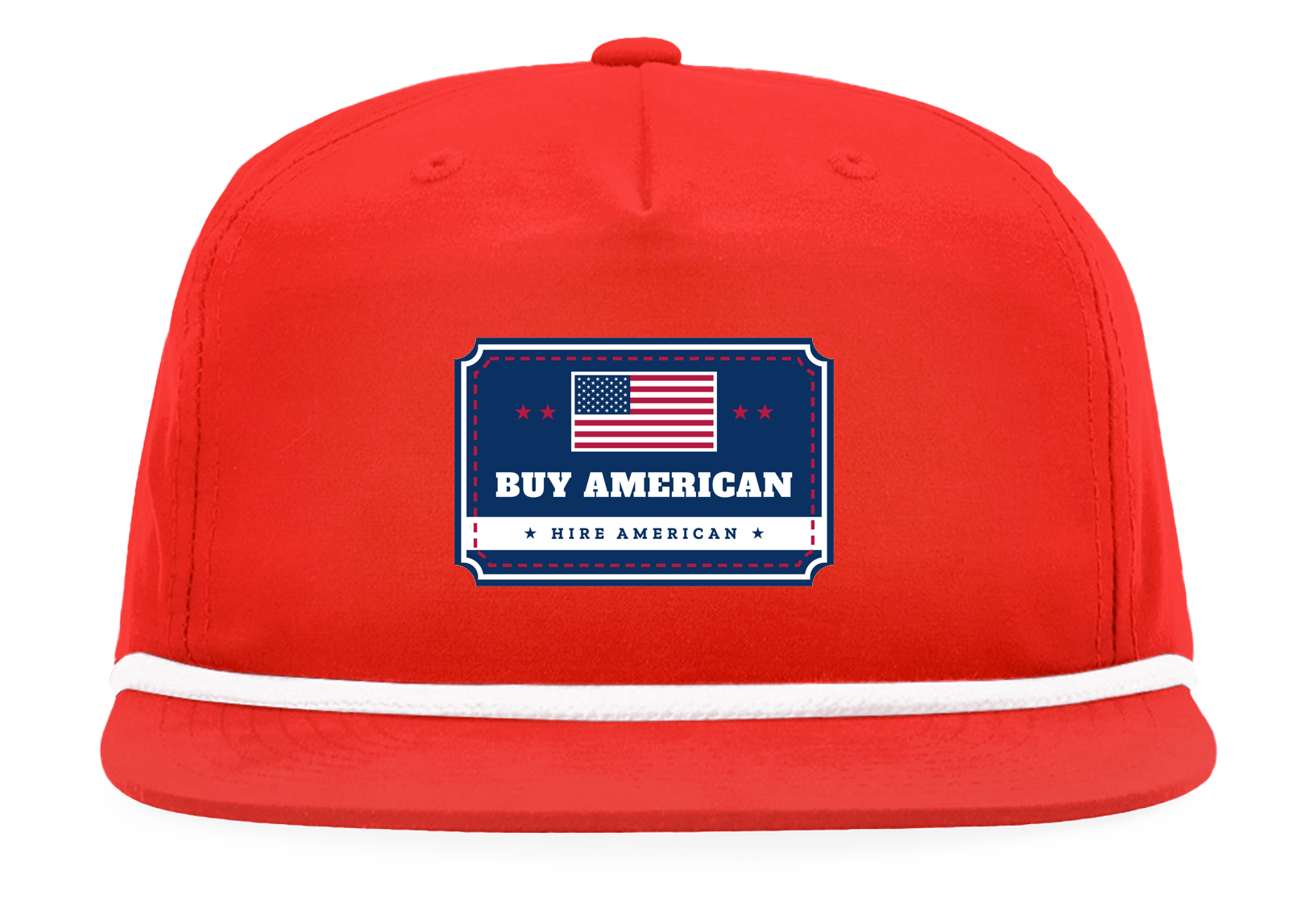 Buy American, Hire American Rope Snapback Cap in Red / White Rope