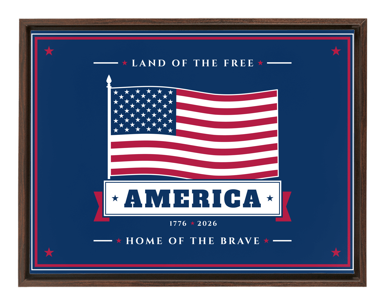 America Framed Canvas in Walnut Frame