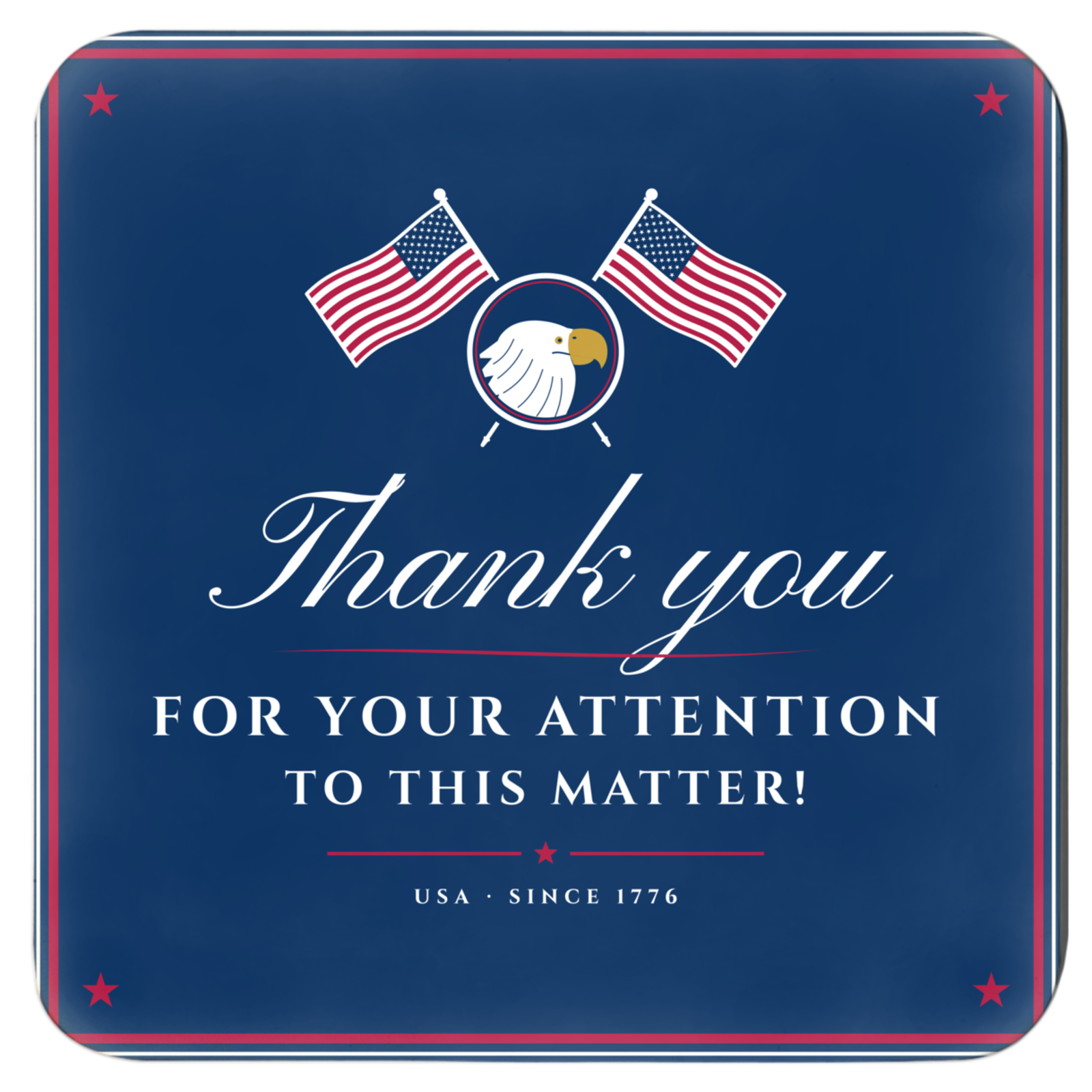 Thank You for Your Attention Cork Coaster Set