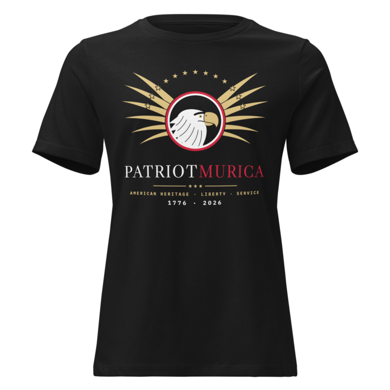 PatriotMurica Crest Women’s Relaxed Tee in Black