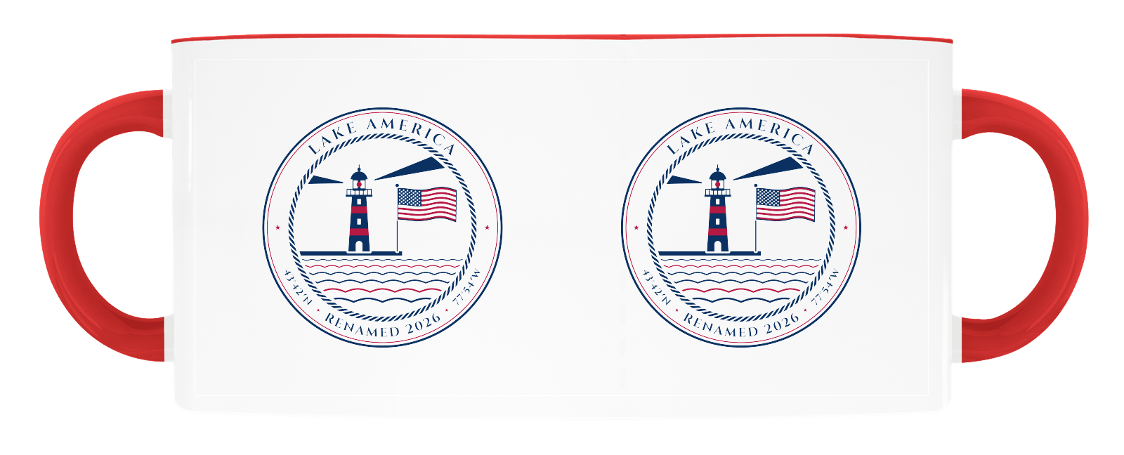 Lake America Accent Mug in Red Accents