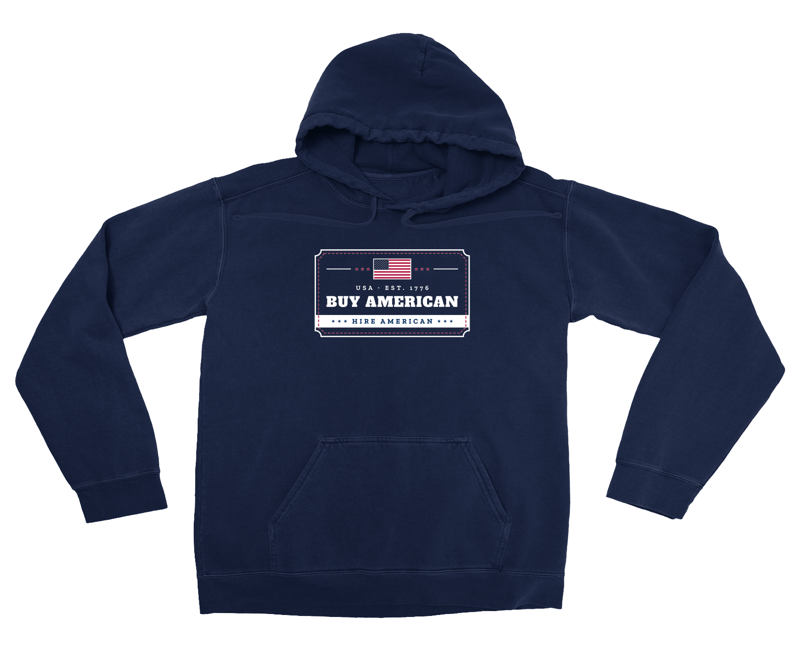 Buy American, Hire American Garment-Dyed Hoodie in True Navy