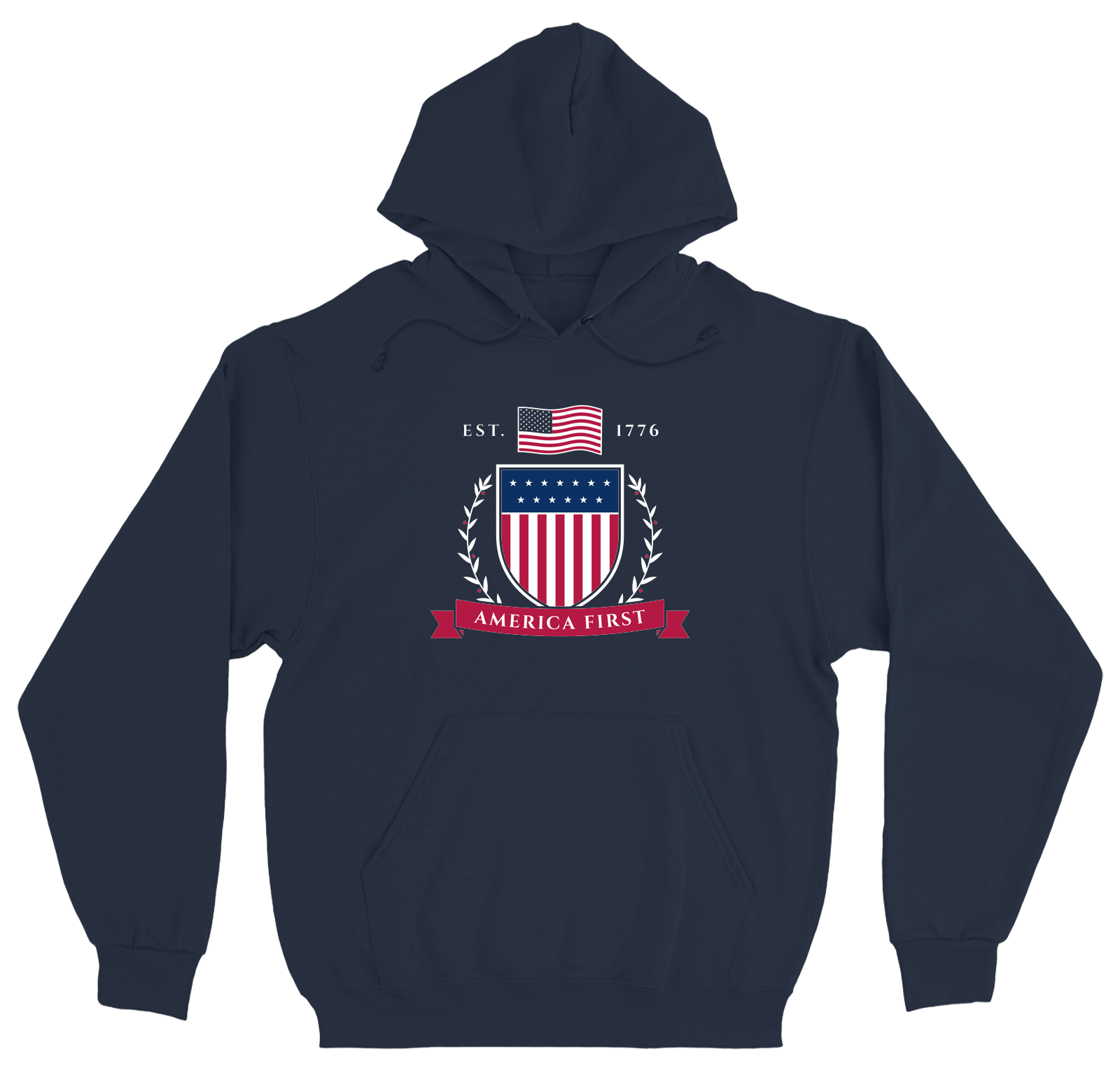 America First Crest U.S.-Sewn Hoodie in Navy