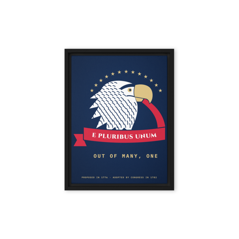 E Pluribus Unum Framed Canvas in Black
