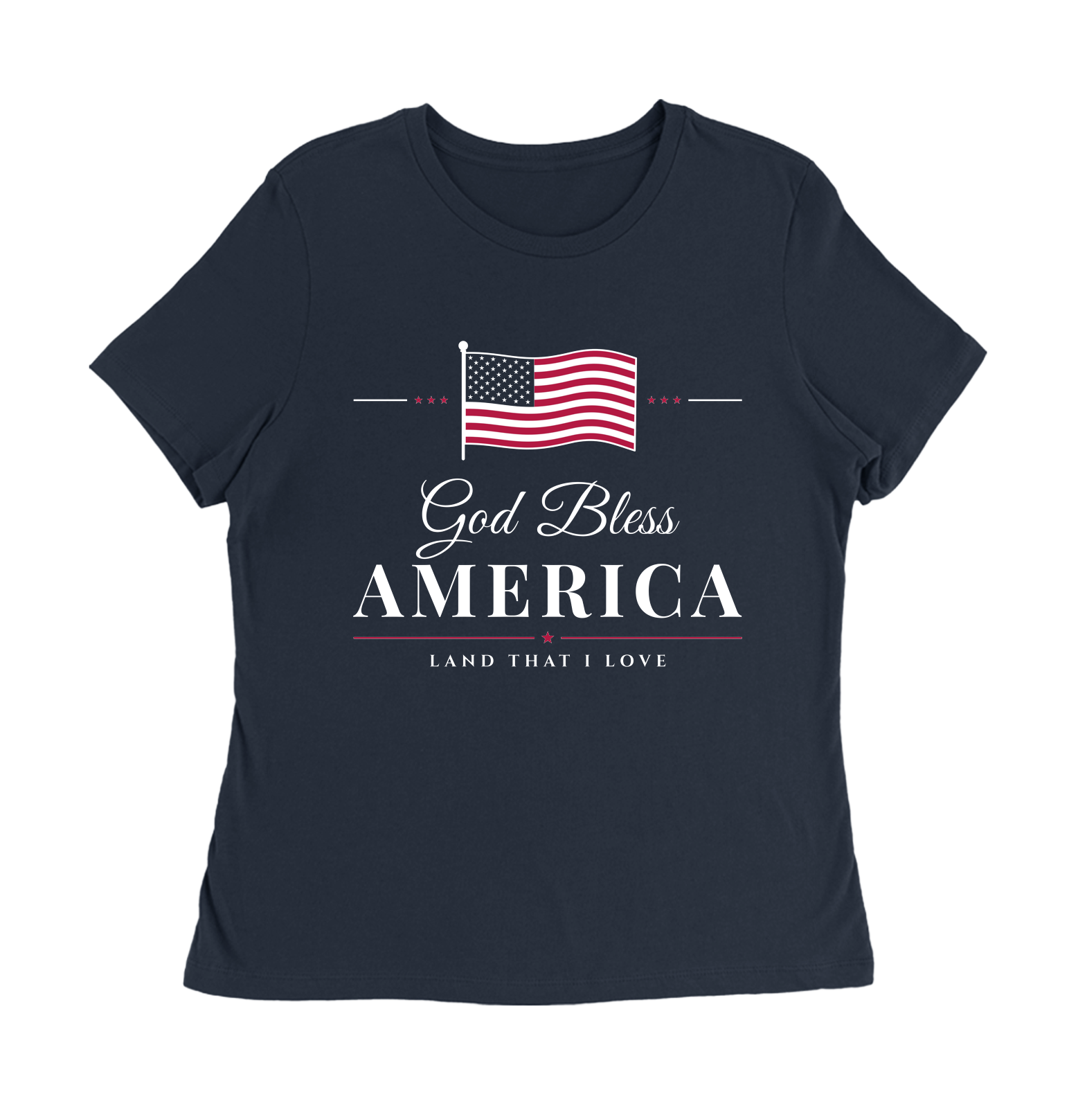 God Bless America Women's Relaxed Tee in Navy