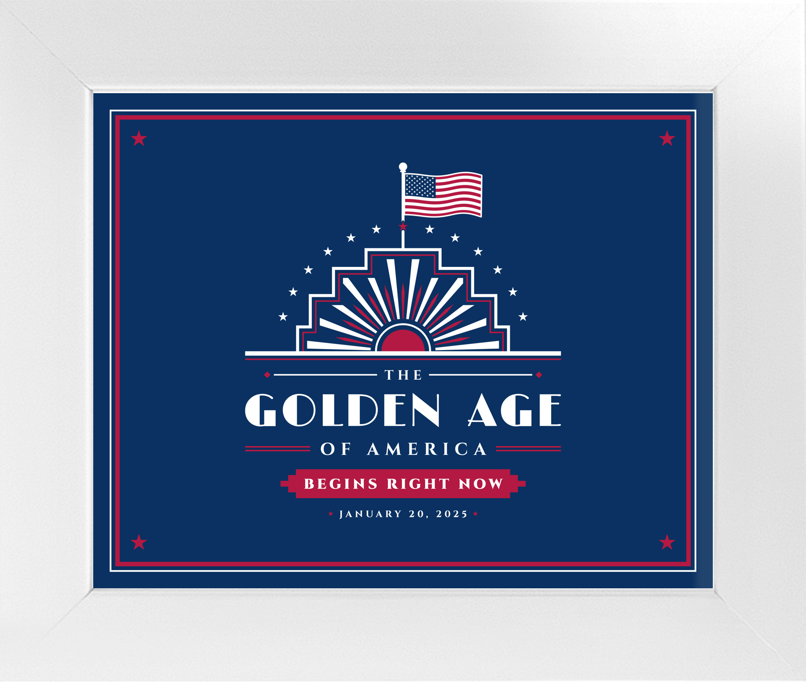 The Golden Age Framed Satin Print in White Frame