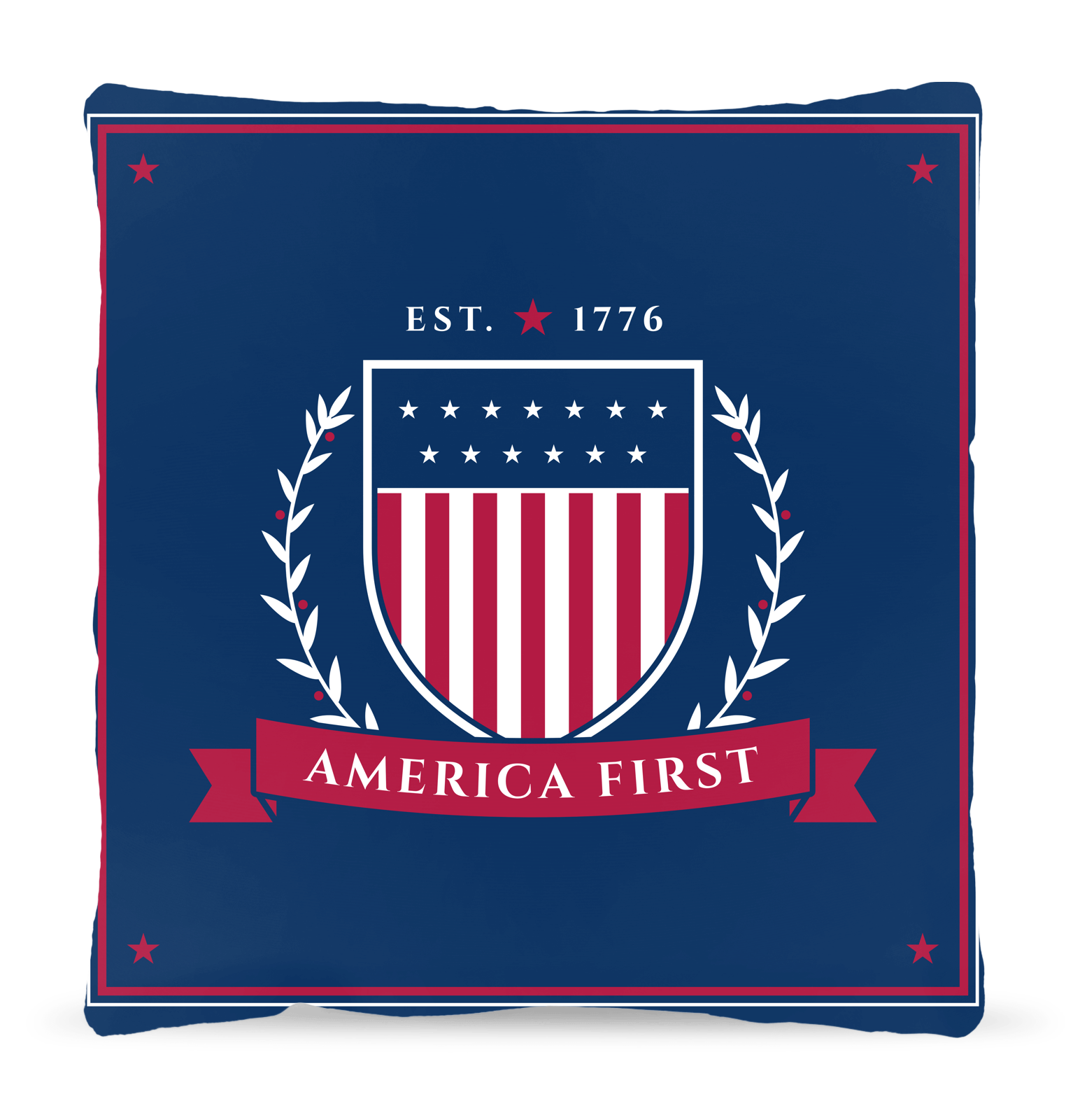 America First Crest Woven Pillow