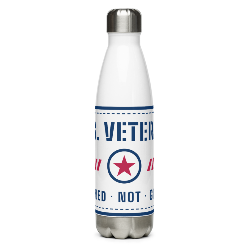 U.S. Veteran Water Bottle in White