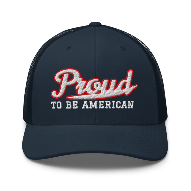Proud to Be American Trucker Hat in Navy